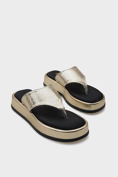 Capone Outfitters Γυναικείες παντόφλες Margalo Wedge Heeled Stone Flip Flops