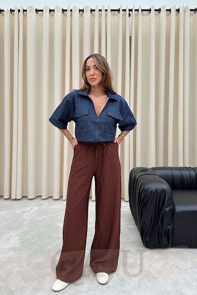 Qaju Bluză de damă, albastră, crop oversize