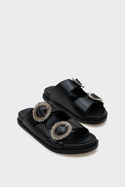Capone Outfitters Marice Stone Buckle Flat Heeled Women's Slippers