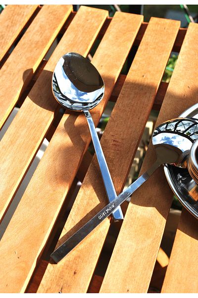 Qualitev Set of 2 Stainless Steel Serving Spoon Presentation Spoon 22 cm