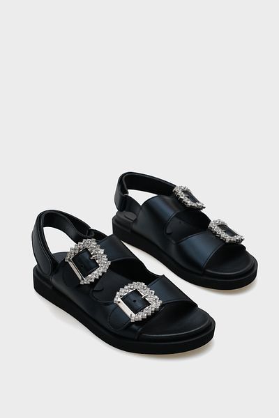 Capone Outfitters Sandały damskie Mariel Stoned Double Buckled Back Velcro Comfort