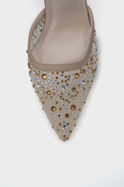 Capone Outfitters Rhona Medium Heeled Mesh Full Stone Metal Heeled Women's Style Shoes