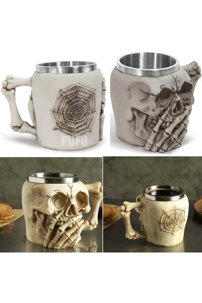 PUFO Skull Don't Speak metal beer mug in the shape of a skull, 380 ml