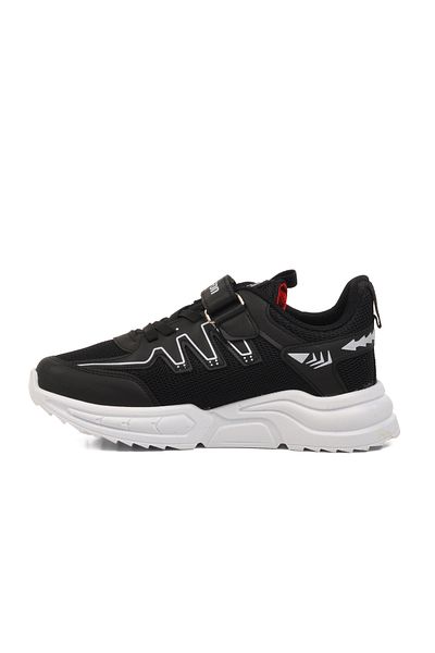 Aspor Black White Velcro Mesh Lightweight Unisex Children's Sports Shoes