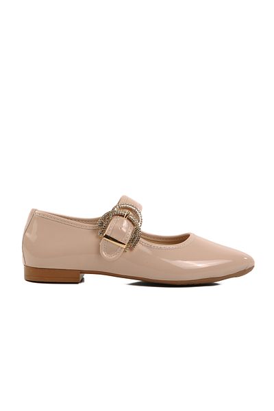 Aspor Beige Patent Leather Stone Lightweight Women's Evening Dress Shoes