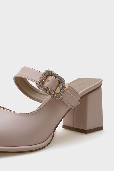 Capone Outfitters Papuci de damă cu vârf tocit, toc mediu, cataramă de piatră