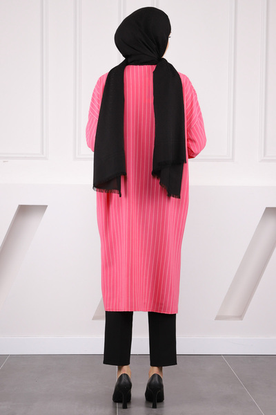 İmajButik Pink Striped Slit Tunic