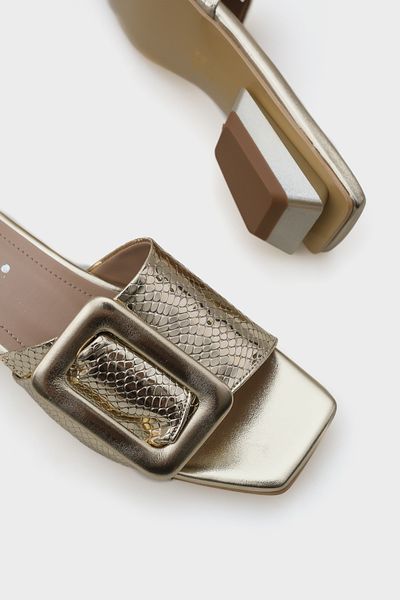 Capone Outfitters Γυναικείες παντόφλες Malia με κοντό τακούνι λουστρίνι κροκόδειλου
