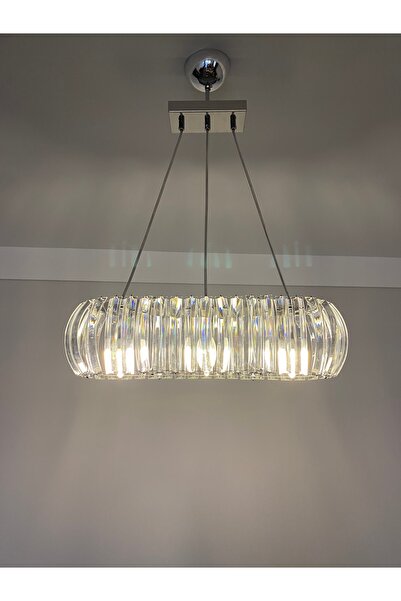 Retro OVAL KRİSTAL TAŞLI AMPÜLLÜ AVİZE