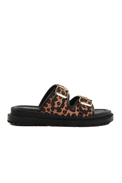 Aspor Leopard Patterned Textile Women's Slippers