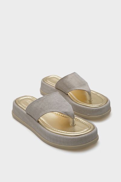 Capone Outfitters Margalo Wedge Heeled Stone Flip Flops Women's Slippers