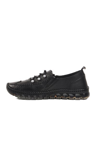 Voyager Black Genuine Leather Anatomical Women's Daily Casual Shoes