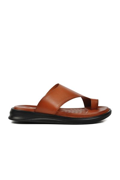 Aspor Tan Genuine Leather Men's Slippers