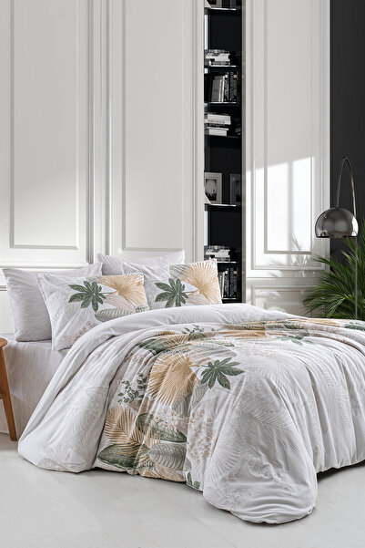 Evimemoda Зелений колір Двоспальний комплект постільної білизни Ranforce