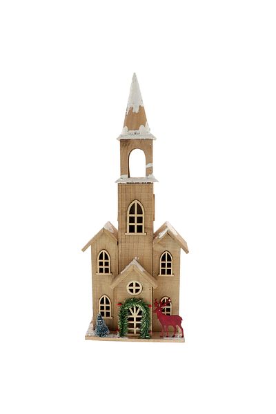 GiftExpress Medium Wooden Church with Candlestick 47 cm