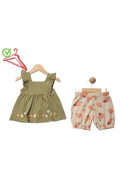 DECO 216-05-25 Girl's Suit Shorts with Flower Embroidered 9/36 Months