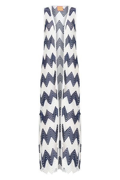 Whenever Company Vestă de plajă cu model în zig-zag, albastru bleumarin