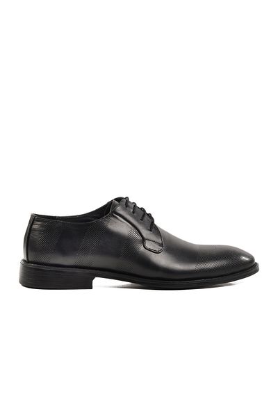 Aspor Black Antique Genuine Leather Men's Classic Shoes