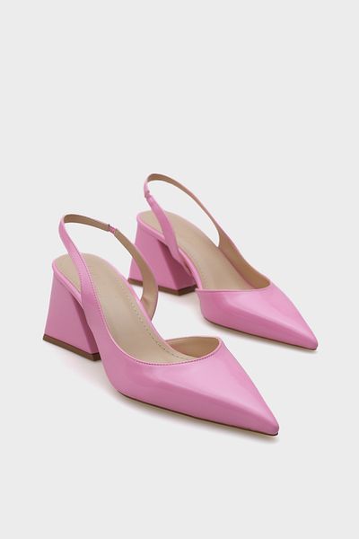 Capone Outfitters Pantofi de damă din piele lăcuită cu toc mediu Robby cu spate deschis
