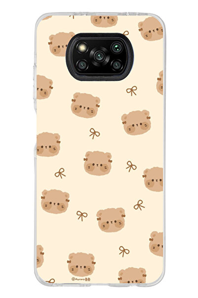 TechTree Poco X3 / NFC / PRO Uyumlu Sevimli Ayıcıklar Şeffaf Silikon Kılıf