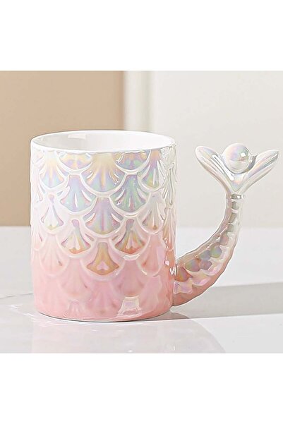 PUFO Princess ceramic mug with lid and spoon for coffee or tea, 300 ml, pink