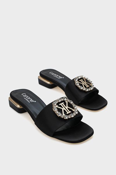 Capone Outfitters Malka Okrągłe Tępe Noski Kamienne Klapki Damskie Krótkie Obcasy