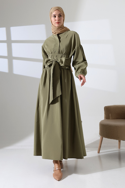 Mihran Butik Women's 100% Cotton Modal Khaki Shirt Skirt Hijab Suit