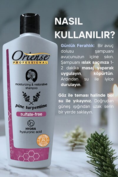 ORİENSE 500ml Tuzsuz Şampuan, Hyaluronik ve Çam Terebentini ile Nihai Temizlik - Kimyasal İçermez
