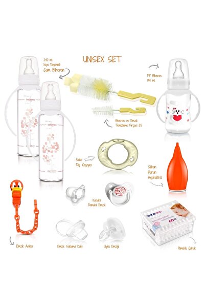 BEBENEO Unisex Emzik Biberon Seti Doğum Hediyesi Yenidoğan Bebek Hediye Seti