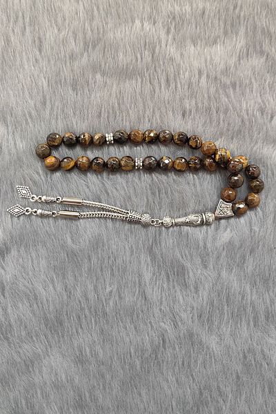 Chavin 8 Mm. Facet Cut Tiger Eye Stone Natural Stone Rosary Ev93