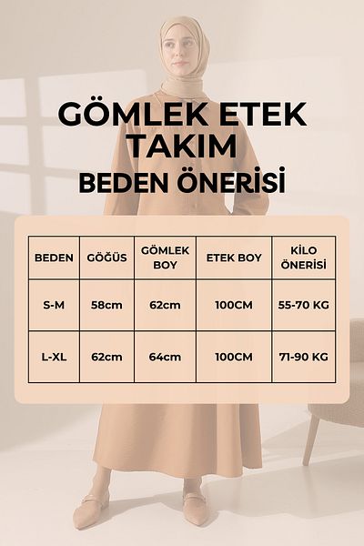 Mihran Butik Women's 100% Cotton Modal Camel Shirt Skirt Hijab Suit