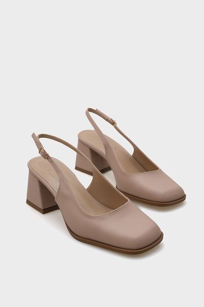 Capone Outfitters Rora Blunt Toe Thick Heeled Open Back Damen Schuhe
