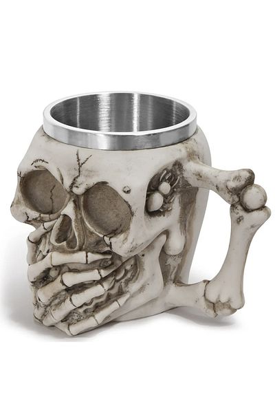 PUFO Skull Don't Speak Metal Beer Mug In The Shape Of A Skull, 380 ml