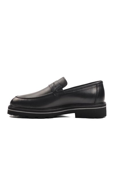 Aspor Black Genuine Leather Men's Loafer Shoes