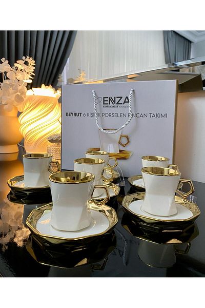Enza طقم بيروت مكون من 6 فناجين قهوة بورسلين