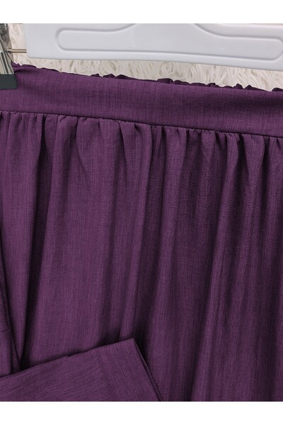 Modamorfo Suit with Tie-Up Collar and Waist Skirt - Plum