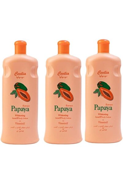 Cecilia لوشن تبييض اليدين والجسم برائحة البابايا البرتقالية، 600 مل، 3 قطع
