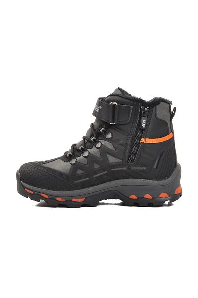 Aspor Black Orange Unisex Velcro Fur Children's Boots