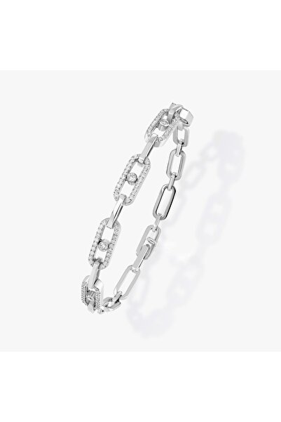 TASARIM13 Messika model gümüş renk taşlı çelik bileklik