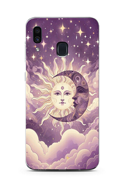 moonset Samsung Galaxy A20 / A30 Uyumlu Ay ve Güneş Tasarımlı Baskılı Şeffaf ...