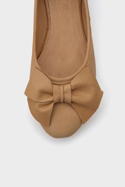 Capone Outfitters Bliss Damskie Oryginalne Skórzane Baleriny Z Kokardą