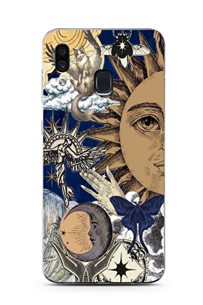 moonset Samsung Galaxy A20 / A30 Uyumlu Güneş Kolaj Tasarımlı Baskılı Şeffaf ...
