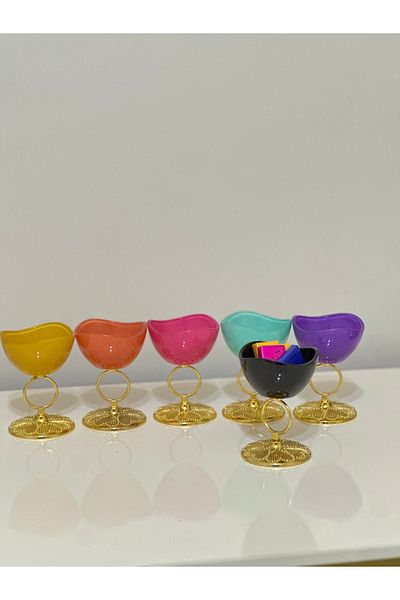 USD HOME 6-Piece Luxury Colorful Ring-Legged Coffee Side Turkish Delight Bowl