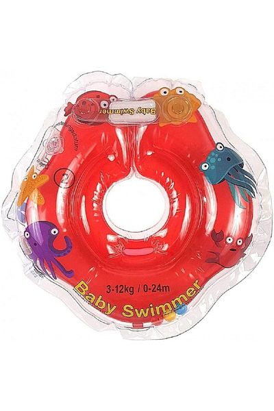 Babyswimmer Red Baby Neck Warmer With Rattles 0-24 Months