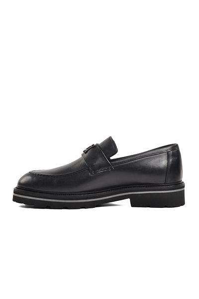 Aspor Black Genuine Leather Men's Loafer Shoes