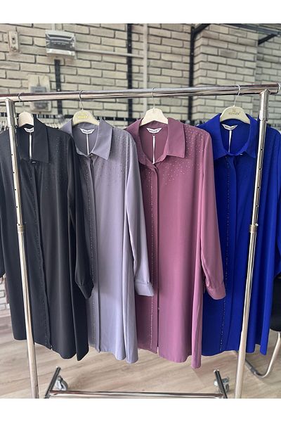 wennew Large Size Hijab Stone Detail Tunic