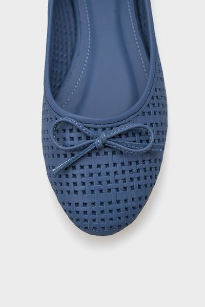 Capone Outfitters Ava Damen-Ballerinas aus echtem Leder mit Stroh-Aufdruck