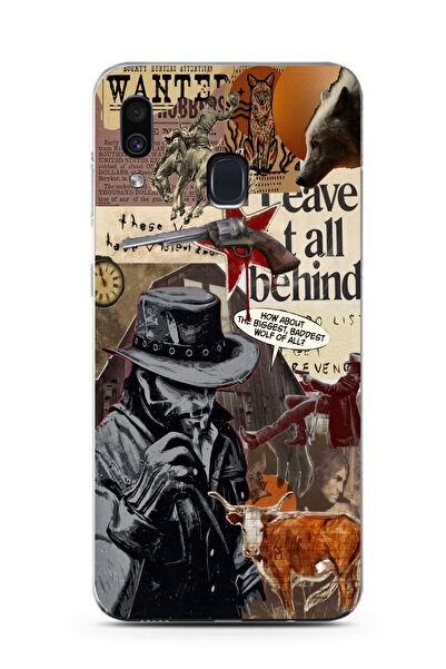 moonset Samsung Galaxy A20 / A30 Uyumlu Kovboy Tasarımlı Baskılı Şeffaf Telef...