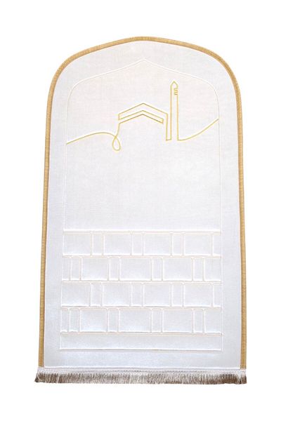 SECA HOME Luxury Velvet Embroidered Orthopedic Knee Pain-Free Sponge Soft Gift Dowry Prayer Rug with Bag