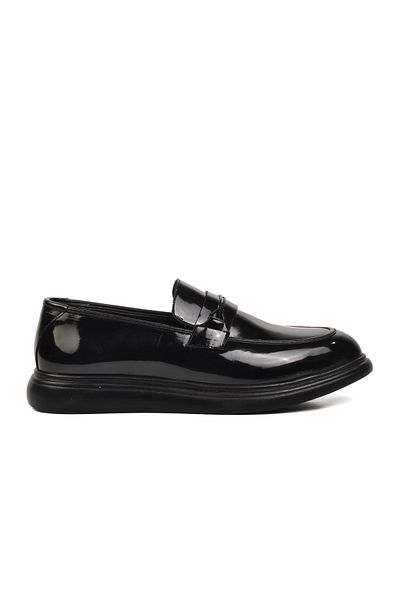 Aspor Black Patent Leather Men's Loafer Shoes